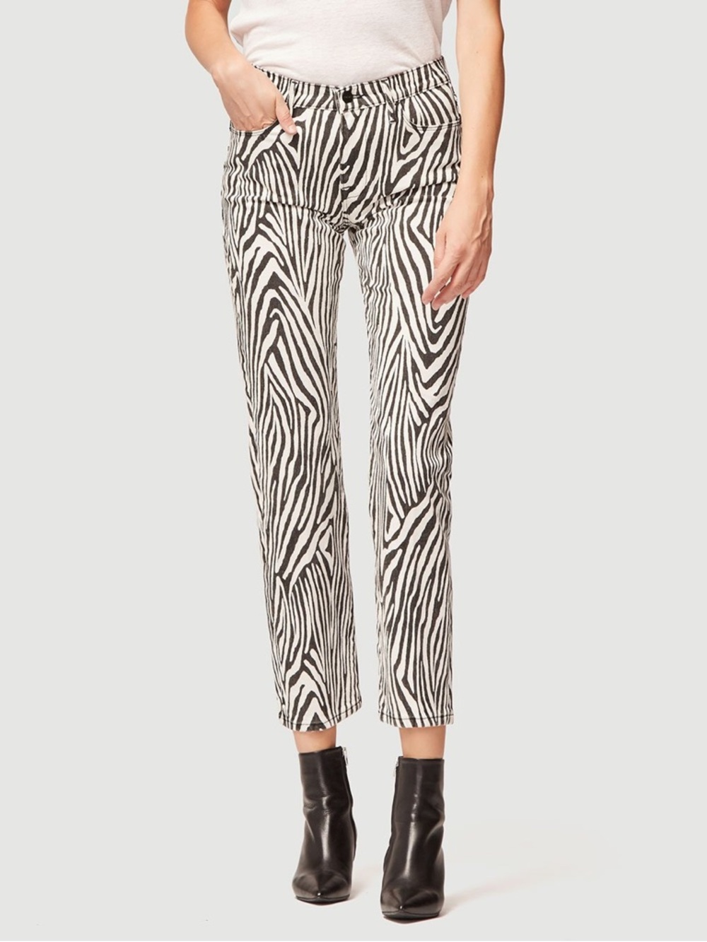 Frame Denim Zebra-Print Pants - Black & White